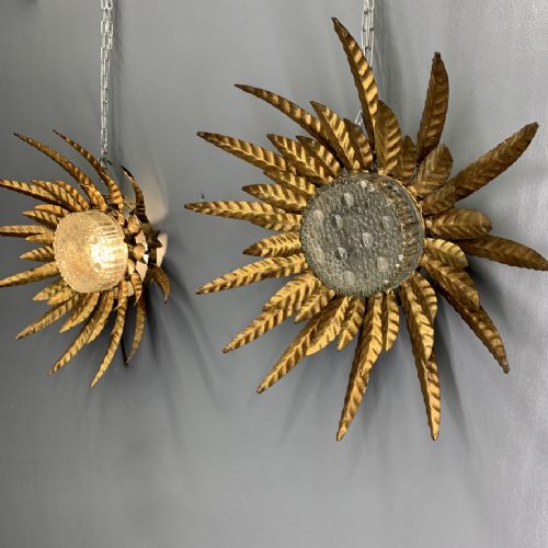 Pair of Spanish Palm Sunburst Wall Lights