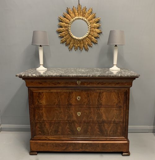 FRENCH MARBLE TOP LOUIS PHILIPPE COMMODE - ADDITIONAL PHOTO 1