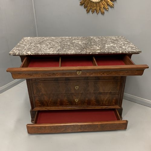 FRENCH MARBLE TOP LOUIS PHILIPPE COMMODE - ADDITIONAL PHOTO 4