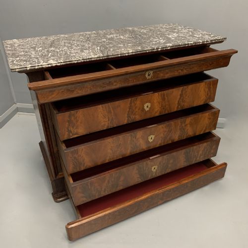FRENCH MARBLE TOP LOUIS PHILIPPE COMMODE - ADDITIONAL PHOTO 5