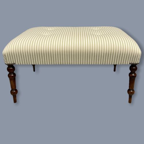 CENTRE FOOTSTOOL IN SAGE GREEN BUTTONED TICKING - ADDITIONAL PHOTO 3