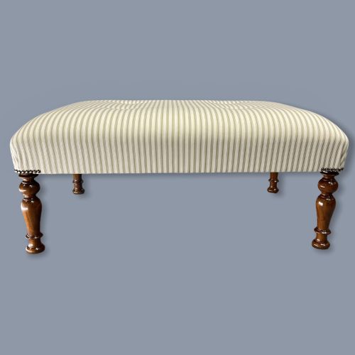 BUTTONED TOP CENTRE FOOTSTOOL IN TICKING - ADDITIONAL PHOTO 1