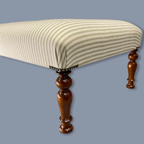 BUTTONED TOP CENTRE FOOTSTOOL IN TICKING - ADDITIONAL PHOTO 2