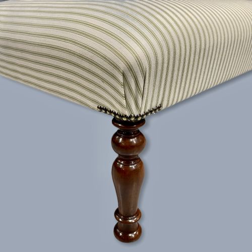 BUTTONED TOP CENTRE FOOTSTOOL IN TICKING - ADDITIONAL PHOTO 3