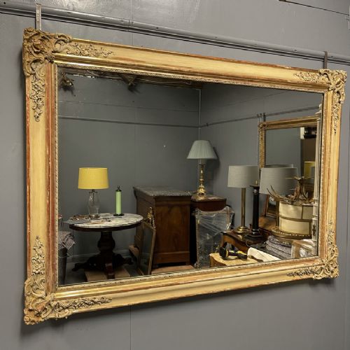 Large French Landscape Paint and Gilt Mirror