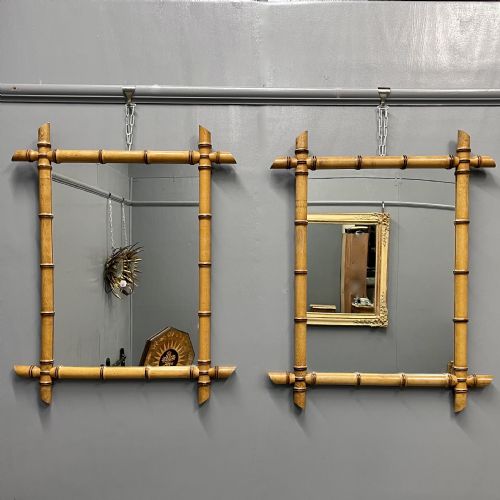 pair of french faux bamboo mirrors - CATEGORY: ANTIQUE MIRRORS - DATED 1930