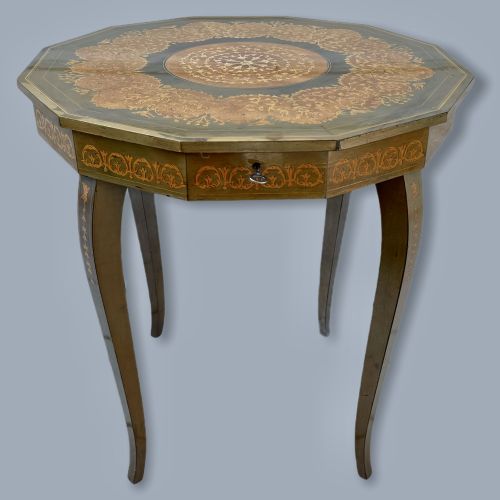 italian marquetry dodecagon music side table - CATEGORY: ANTIQUE TABLES - DATED 1930