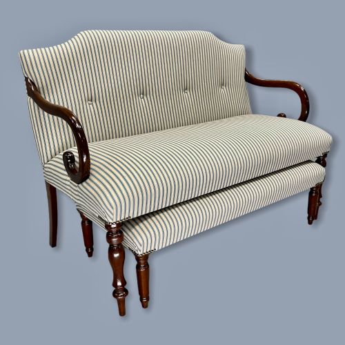 REGENCY OCCASIONAL SOFA WITH STOOL NEWLY UPHOLSTERED - ADDITIONAL PHOTO 3