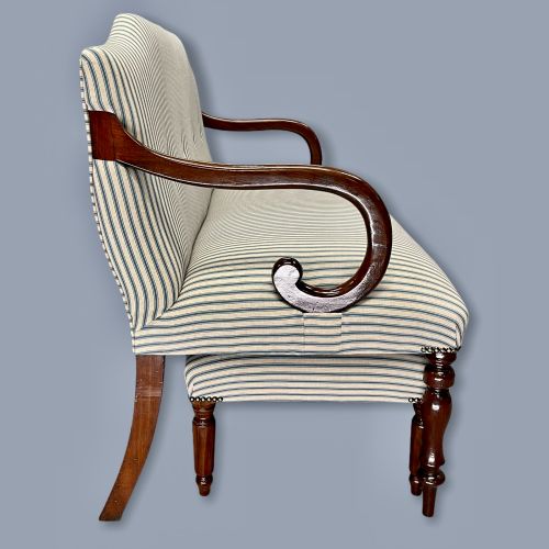 REGENCY OCCASIONAL SOFA WITH STOOL NEWLY UPHOLSTERED - ADDITIONAL PHOTO 4