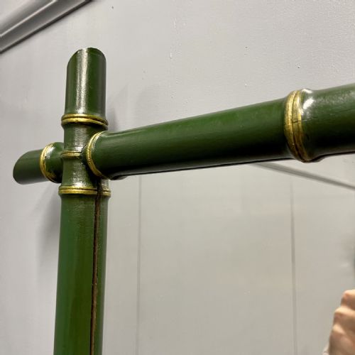 PAIR OF FRENCH GREEN AND GILT LACQUERED FAUX BAMBOO MIRRORS - ADDITIONAL PHOTO 5