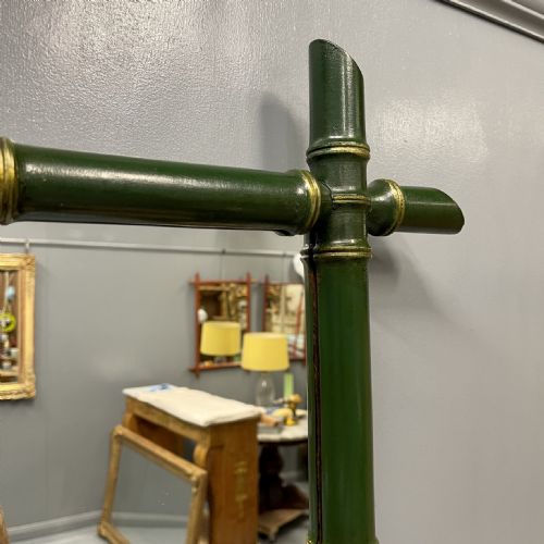 PAIR OF FRENCH GREEN AND GILT LACQUERED FAUX BAMBOO MIRRORS - ADDITIONAL PHOTO 6