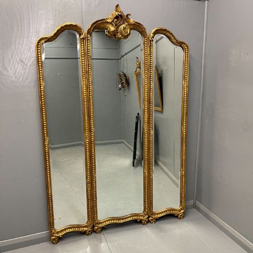 CARVED GILTWOOD THREE FOLDING DRESSING MIRROR - ADDITIONAL PHOTO 1