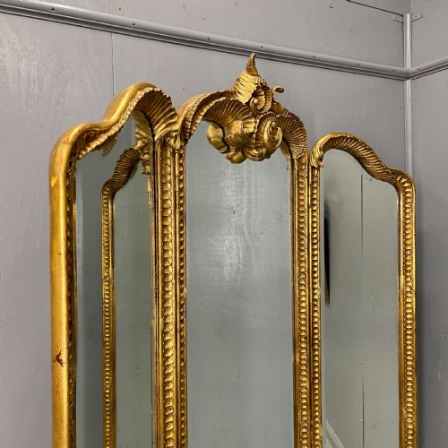 CARVED GILTWOOD THREE FOLDING DRESSING MIRROR - ADDITIONAL PHOTO 2