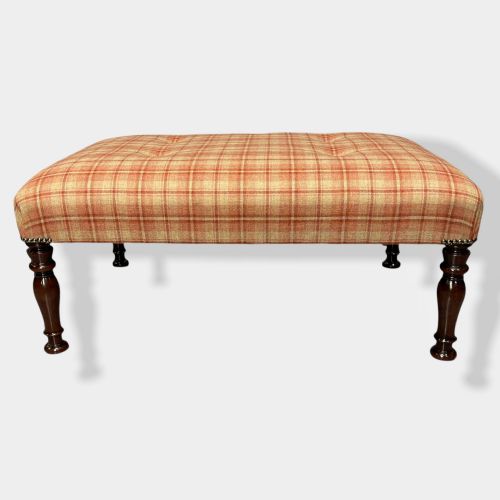 BUTTONED TARTAN PLAID LOW CENTRE FOOTSTOOL - ADDITIONAL PHOTO 1