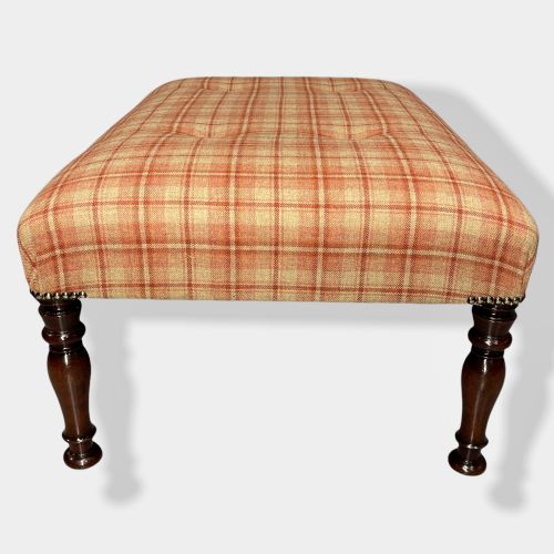 BUTTONED TARTAN PLAID LOW CENTRE FOOTSTOOL - ADDITIONAL PHOTO 3