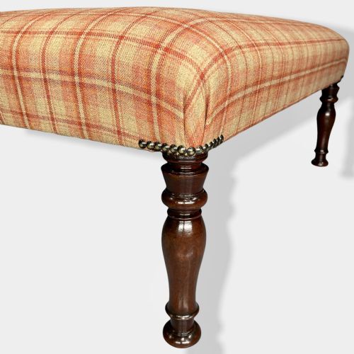 BUTTONED TARTAN PLAID LOW CENTRE FOOTSTOOL - ADDITIONAL PHOTO 4
