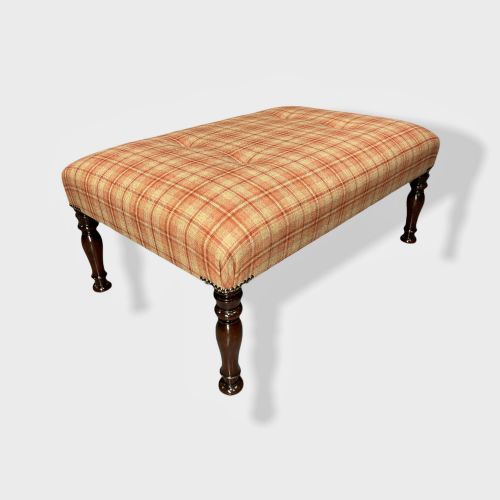 BUTTONED TARTAN PLAID LOW CENTRE FOOTSTOOL - ADDITIONAL PHOTO 6