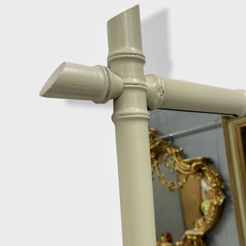 LARGE PAINTED FAUX BAMBOO MIRROR IN PALE SAGE - ADDITIONAL PHOTO 2