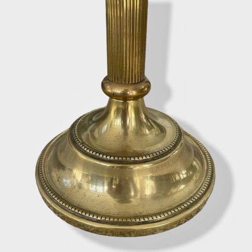 PAIR OF BRASS AND HOLOPHANE UPLIGHTER LAMPS - ADDITIONAL PHOTO 4