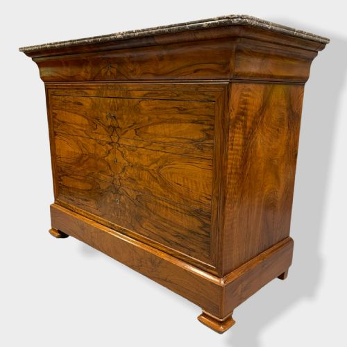 FIGURED WALNUT MARBLE TOP COMMODE - ADDITIONAL PHOTO 1