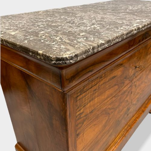FIGURED WALNUT MARBLE TOP COMMODE - ADDITIONAL PHOTO 11
