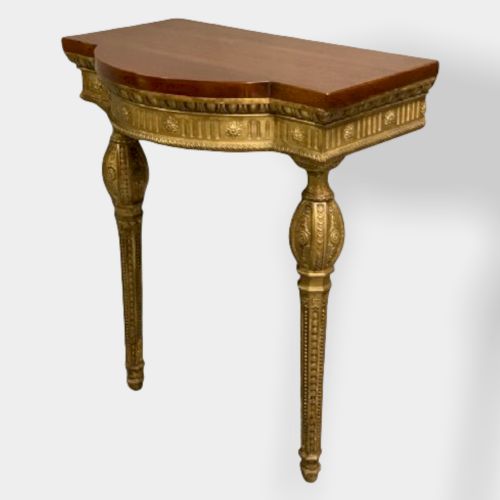 FRENCH WALL MOUNTED GILT CARVED WOOD CONSOLE TABLE - ADDITIONAL PHOTO 1
