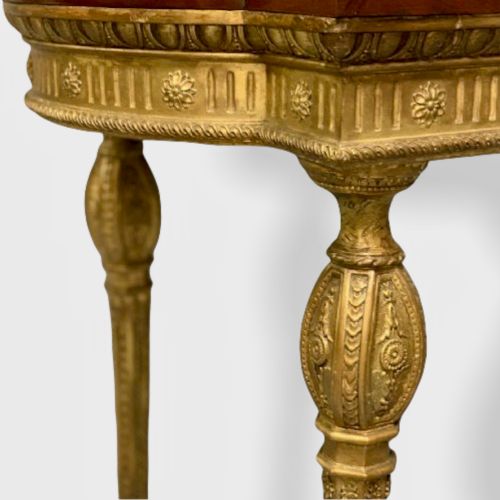 FRENCH WALL MOUNTED GILT CARVED WOOD CONSOLE TABLE - ADDITIONAL PHOTO 2
