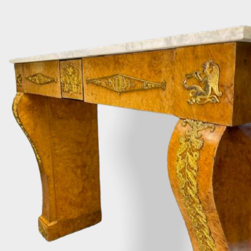 19TH CENTURY BURR WALNUT AND MARBLE CONSOLE TABLE - ADDITIONAL PHOTO 2