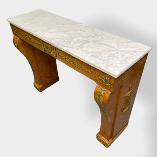19TH CENTURY BURR WALNUT AND MARBLE CONSOLE TABLE - ADDITIONAL PHOTO 3