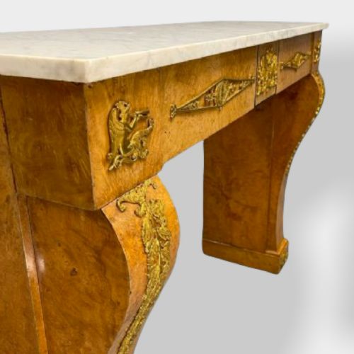 19TH CENTURY BURR WALNUT AND MARBLE CONSOLE TABLE - ADDITIONAL PHOTO 4