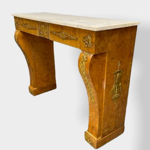 19TH CENTURY BURR WALNUT AND MARBLE CONSOLE TABLE - ADDITIONAL PHOTO 8