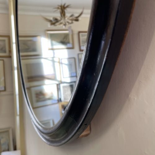 LARGE EBONISED OVAL MIRROR - ADDITIONAL PHOTO 1