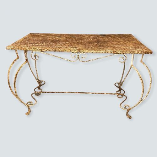 french wrought iron table with original paint - CATEGORY: ANTIQUE TABLES - DATED 1920