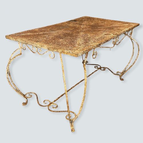 FRENCH WROUGHT IRON TABLE WITH ORIGINAL PAINT - ADDITIONAL PHOTO 1