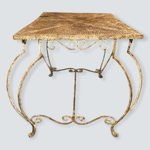 FRENCH WROUGHT IRON TABLE WITH ORIGINAL PAINT - ADDITIONAL PHOTO 2