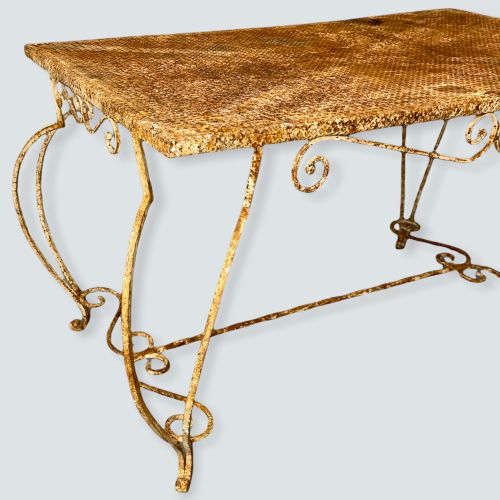FRENCH WROUGHT IRON TABLE WITH ORIGINAL PAINT - ADDITIONAL PHOTO 3