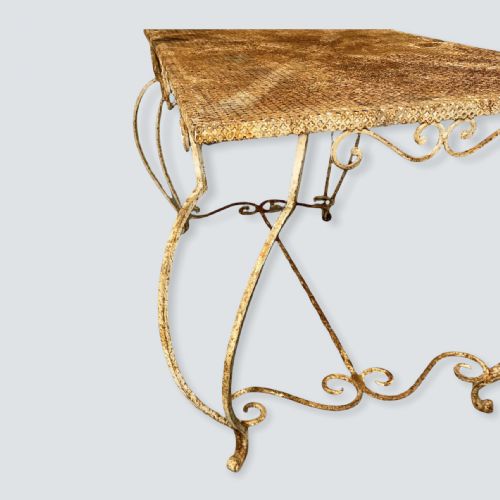 FRENCH WROUGHT IRON TABLE WITH ORIGINAL PAINT - ADDITIONAL PHOTO 5