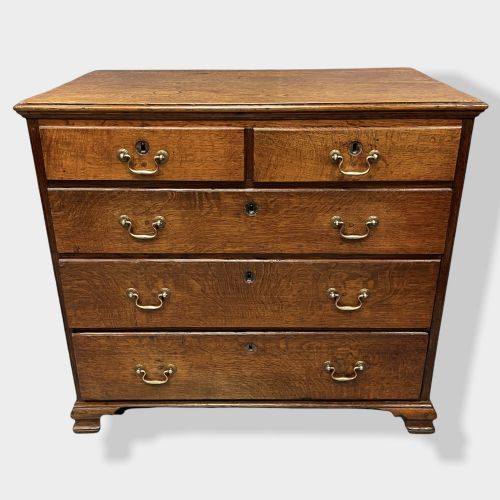 GEORGE II SMALL OAK CHEST OF DRAWERS - ADDITIONAL PHOTO 1