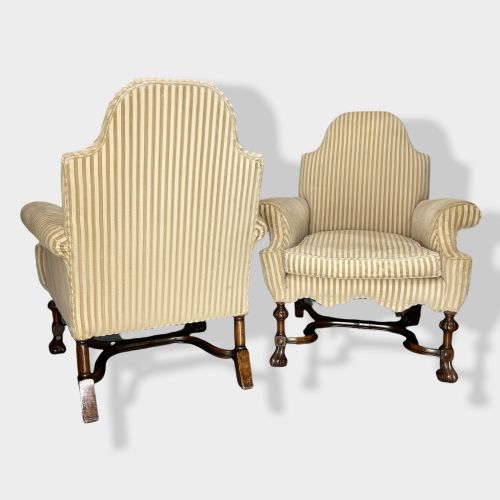 PAIR OF QUEEN ANNE STYLE CAMEL BACK ARMCHAIRS - ADDITIONAL PHOTO 6