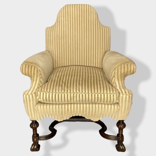 PAIR OF QUEEN ANNE STYLE CAMEL BACK ARMCHAIRS - ADDITIONAL PHOTO 7