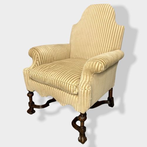 PAIR OF QUEEN ANNE STYLE CAMEL BACK ARMCHAIRS - ADDITIONAL PHOTO 9
