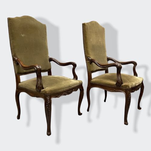 PAIR OF FRENCH HIGH BACK ARMCHAIRS - ADDITIONAL PHOTO 1