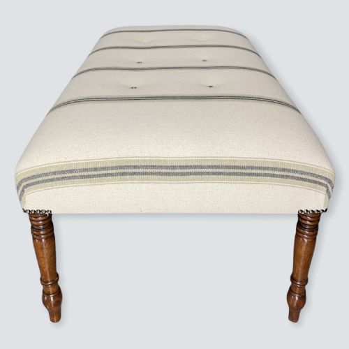 NEWLY UPHOLSTERED BUTTONED LOW CENTRE FOOTSTOOL - ADDITIONAL PHOTO 6