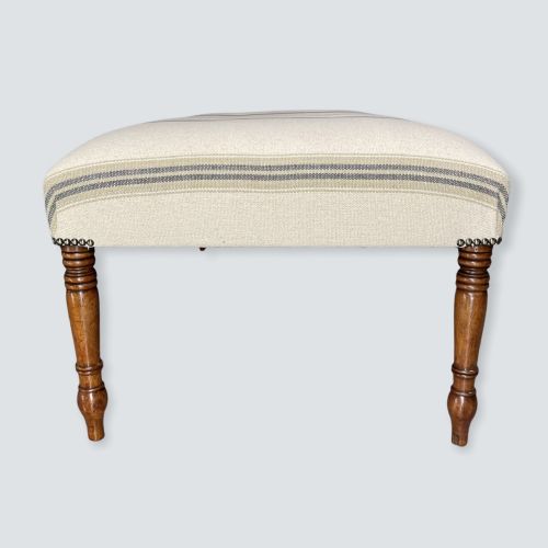 NEWLY UPHOLSTERED BUTTONED LOW CENTRE FOOTSTOOL - ADDITIONAL PHOTO 1