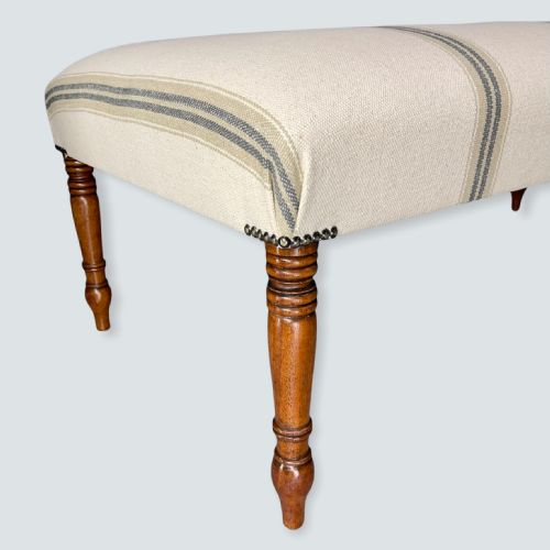 NEWLY UPHOLSTERED BUTTONED LOW CENTRE FOOTSTOOL - ADDITIONAL PHOTO 3