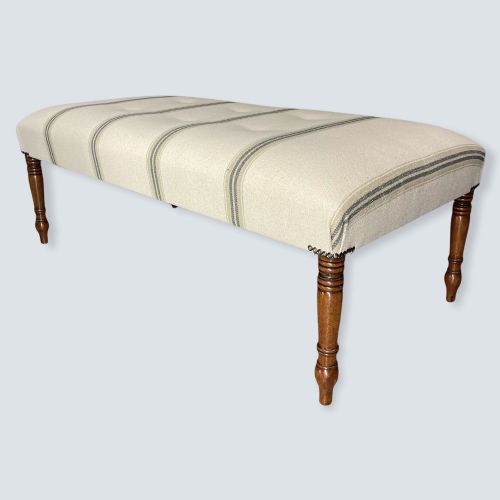 NEWLY UPHOLSTERED BUTTONED LOW CENTRE FOOTSTOOL - ADDITIONAL PHOTO 4