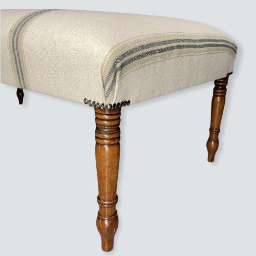 NEWLY UPHOLSTERED BUTTONED LOW CENTRE FOOTSTOOL - ADDITIONAL PHOTO 5
