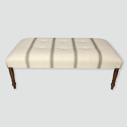 NEWLY UPHOLSTERED BUTTONED LOW CENTRE FOOTSTOOL - ADDITIONAL PHOTO 7