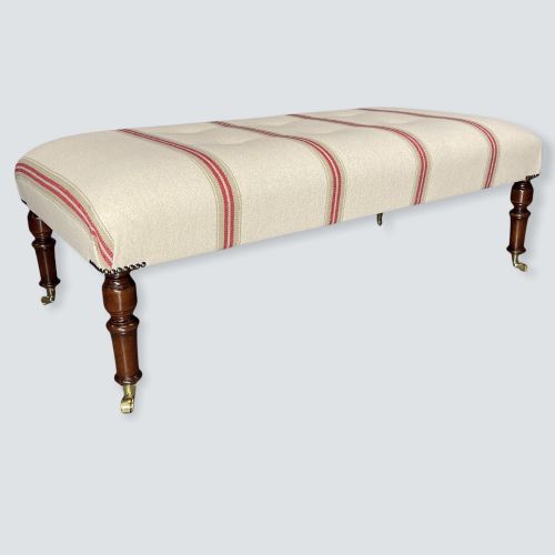 UPHOLSTERED BUTTONED LOW CENTRE FOOTSTOOL - ADDITIONAL PHOTO 1