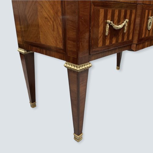 FRENCH MARBLE TOP COMMODE WITH HERRINGBONE PARQUETRY - ADDITIONAL PHOTO 5